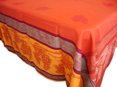 French Jacquard tablecloth, Teflon (Tavel. terracotta) - Click Image to Close